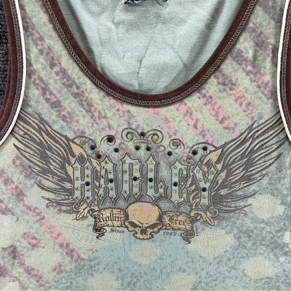 Harley-Davidson Tank Top Womens Small Skull Biker Durango, Colorado Embellished - Picture 2 of 9